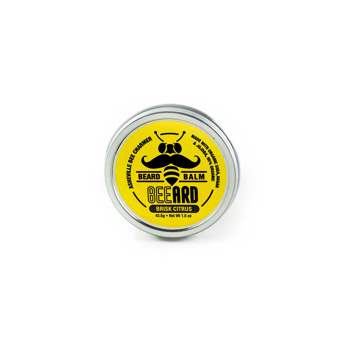 A 1.5oz tin of The Bee Charmer’s Brisk Citrus scented Beard Balm.