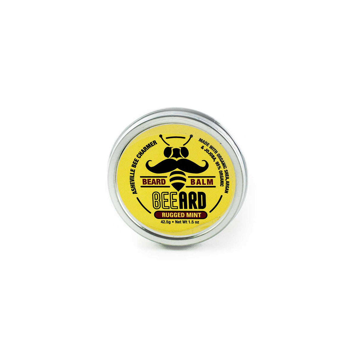 A 1.5oz tin of The Bee Charmer’s Rugged Mint scented Beard Balm.