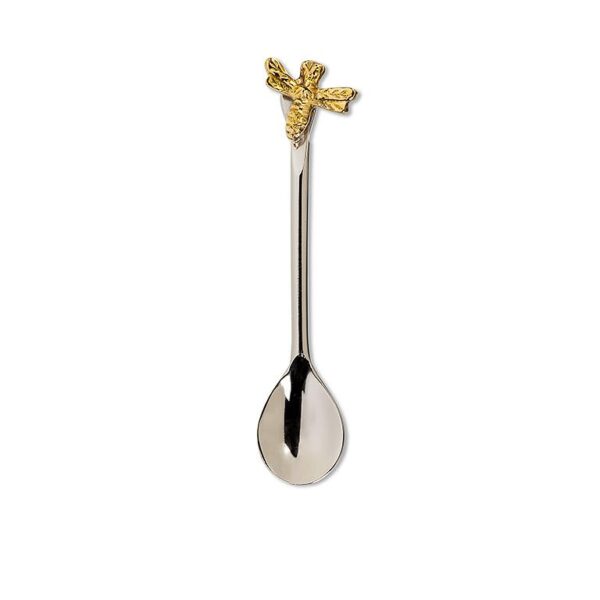 Small stainless steel condiment spoon with a honeybee handle from The Bee Charmer.