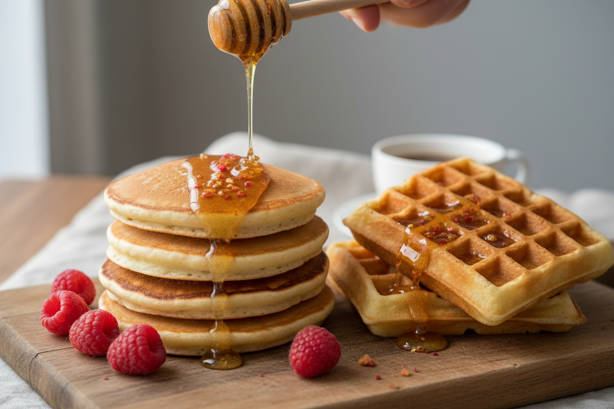 Show both waffles and pancakes