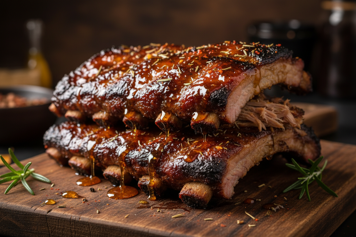 The smoky, sweet, and spicy profile of Smokin Hot honey makes it an ideal glaze for slow-cooked barbecue Ribs (pork or beef), caramelizing beautifully to form a sticky, intensely flavored glaze that is superior to standard barbecue sauce.  Show some beautiful barbecue ribs glistening with the honey glaze