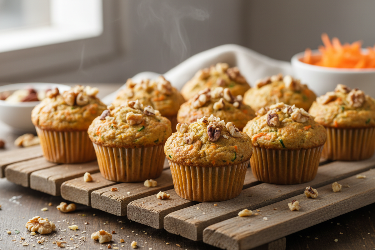 zucchini carrot nut mini muffins